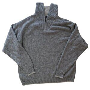Grayson & Dunn Half Zip Turtleneck Cashmere Sweater Gray